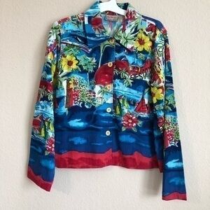 New Direction Jacket Boats & Flowers Print Colors